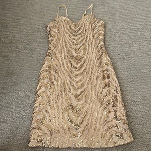 Macys next up gold shimmer new years cocktail dress medium